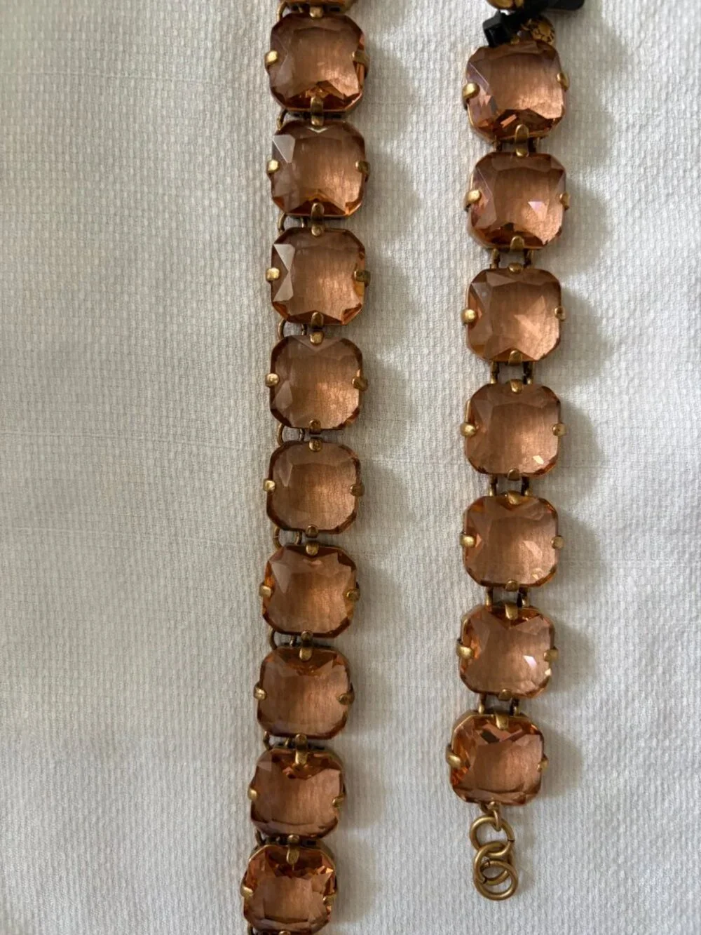 Vintage J CREW Peach Colored Glass & Metal Choker w/Matching Bracelet